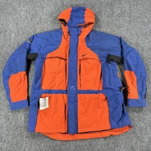 Vintage Nike ACG Jacket Mens Large Orange Blue StormFIT 3 Hooded Ski Snowboard